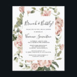 Budget Rosa Rose Blumenbrunch Einladung Flyer<br><div class="desc">Schöne und elegante rosafarbene Rosen sind in dunkelgrünem Blattwerk eingebettet. Ideal für ein Brautparty im Frühling oder Sommer.</div>