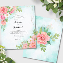 Budget Rosa Türkis Blumenzwiebeln Einladung