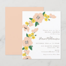 Budget Rosa und Gelbe Blüten Brautparty Einladung