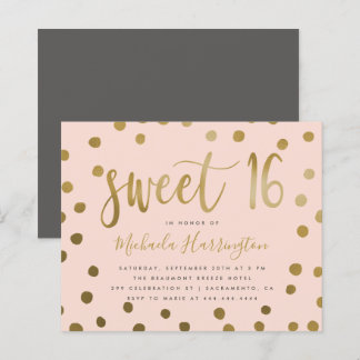 Budget Rosa und Gold Confetti Sweet 16 Geburtstag