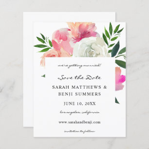 Budget Rosa und Weiß Graue Blüten Save the Date 2