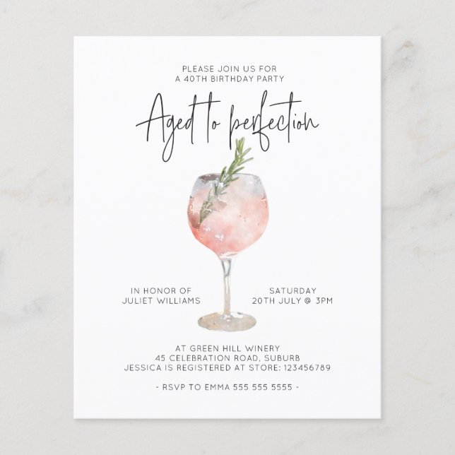 Budget Rosa Wein im Alter von 40 Jahren Flyer (Vorne)