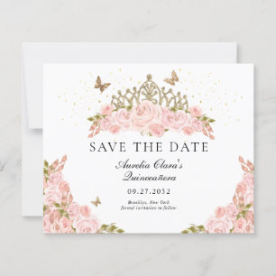 BUDGET Rosafarbenes Blumen-Gold-Tiara Quinceanera
