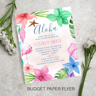 Budget-Rosafarbenes Blumen-Sommer-Hochzeitsdusche- Flyer