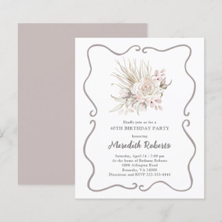 Budget Rosarote Rosen 40. Geburtstagseinladung