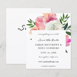 Budget Rose et Blanc Fleurs Grises Cartes de Réser