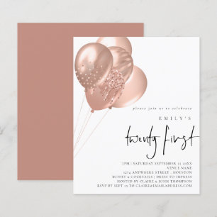 Budget Rose Gold Balloons Script 21. Party Einladu