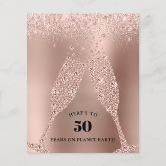 Budget Rose Gold Champagne 50th Birthday Invite