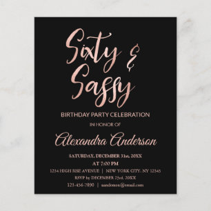 Budget Rose Gold Folie 60 Sixty Sassy Geburtstag Flyer