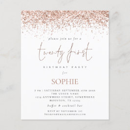 Budget Rose Gold Glitzer 21. Party Einladung