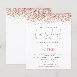 Budget Rose Gold Glitzer 21. Party Einladung