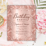 Budget Rose Gold Glitzer 30. Geburtstag Einladung<br><div class="desc">Budget Moderne Rose Gold Metall und Glitzer 30. Geburtstag Party Einladungen. Das Design der gürtelmädchenhaften,  handgeschriebenen Kalligraphie-Schrift,  die goldenen Imitate aus Rosa oder Rose,  die mit einem verglasten Glitzer-Rahmen aus metallischem Hintergrund gebürstet sind. Einfach zu personalisieren,  perfekt für jedes Alter.</div>