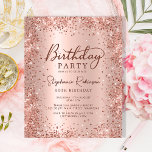 Budget Rose Gold Glitzer 50. Geburtstag Einladung<br><div class="desc">Budget Moderne Rose Gold Metall und Glitzer 50. Geburtstag Einladungen. Das Design der gürtelmädchenhaften,  handgeschriebenen Kalligraphie-Schrift,  die goldenen Imitate aus Rosa oder Rose,  die mit einem verglasten Glitzer-Rahmen aus metallischem Hintergrund gebürstet sind. Einfach zu personalisieren,  perfekt für jedes Alter.</div>