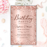 Budget Rose Gold Glitzer 60. Geburtstag Einladung<br><div class="desc">Günstige moderne Rose Gold Metall und Glitzer 60. Geburtstag Einladungen. Das Design der gürtelmädchenhaften,  handgeschriebenen Kalligraphie-Schrift,  die goldfarbenen Imitate in Rosa oder Rose,  die aus metallischer Folie gefertigt sind,  sind mit einem losen Glitzer-Rahmen versehen. Einfach zu personalisieren,  perfekt für jedes Alter.</div>