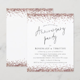 Budget Rose Gold Glitzer Anniversary Party Einladu