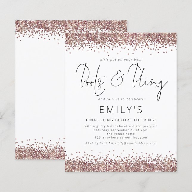 BUDGET Rose Gold Glitzer Bachelorette (Vorne/Hinten)