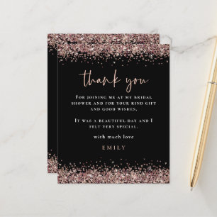 Budget Rose Gold Glitzer Brautparty Black Danke