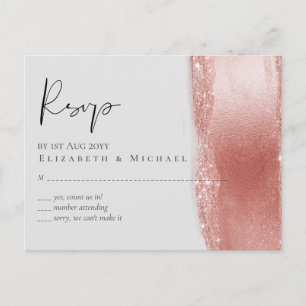 Budget Rose Gold Glitzer Foil Look Hochzeit Postkarte
