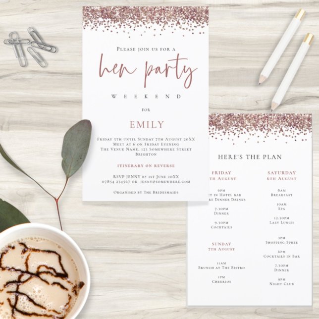 Budget Rose Gold Glitzer Hen Party Wochenende Einl (Von Creator hochgeladen)