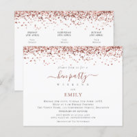 Budget Rose Gold Glitzer Hen Tours Einladung