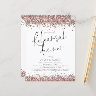 Budget Rose Gold Glitzer Hochzeit Probe Dinner