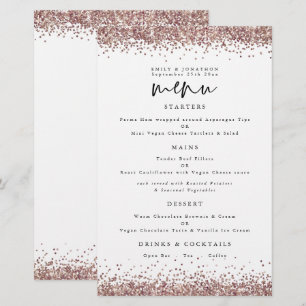 Budget Rose Gold Glitzer Hochzeitsmenü