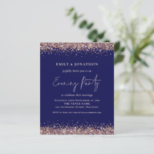 BUDGET Rose Gold Glitzer Navy Abend Party Einladun