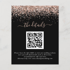 Budget Rose Gold Glitzer QR Black Wedding Details