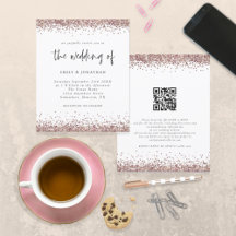 Budget Rose Gold Glitzer QR Code Einladung