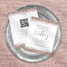 Budget Rose Gold Glitzer QR Code Einladung