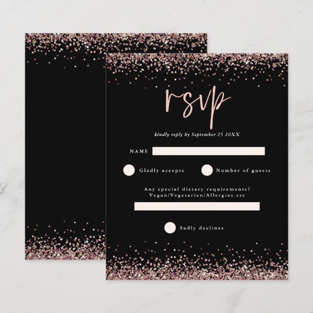 Budget Rose Gold Glitzer Script Black UAWG (Vorne/Hinten)