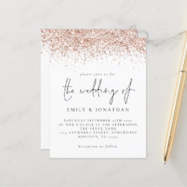 Budget Rose Gold Glitzer Script Einladung