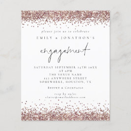 Budget Rose Gold Glitzer Script Verlobung einladen