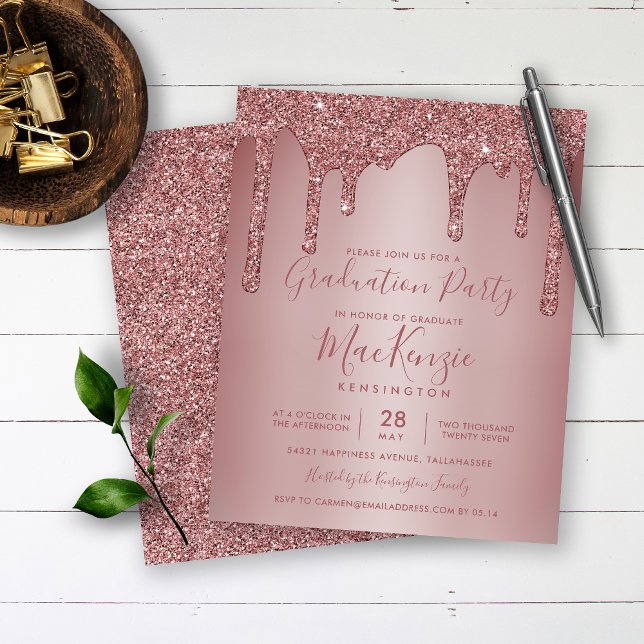 BUDGET Rose Gold Glitzer Tropfen Graduierungsparte (Von Creator hochgeladen)