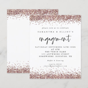 Budget Rose Gold Glitzer Verlobung Weiße Einladung