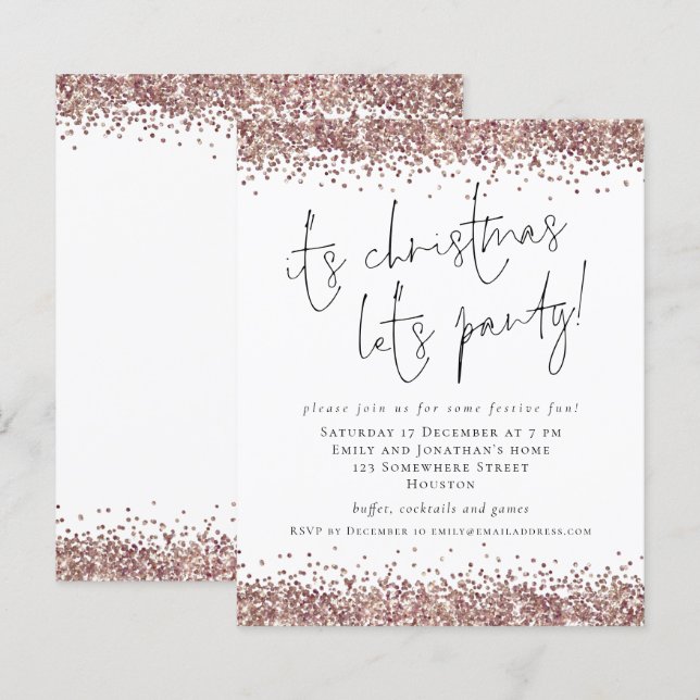 Budget Rose Gold Glitzer Weihnachten Lasse Party (Vorne/Hinten)