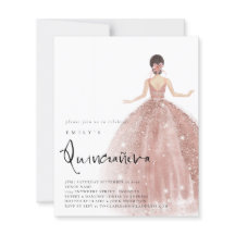Budget Rose Gold Gown Brünett Hair QR Quinceañera