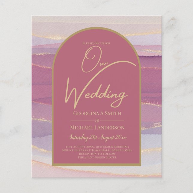 BUDGET Rose Pink Gold Arch Marble Wedding INVITE   Flyer (Vorne)