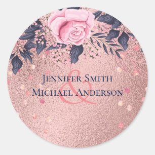 BUDGET Rosegold Blau Rosa HOCHZEIT Girly Glam Runder Aufkleber