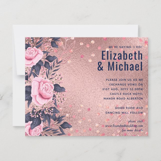 BUDGET Rosegold Blue Pink WEDDING Girly Glam (Vorderseite)