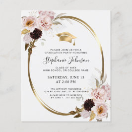 Budget Roses Gold Metallic Grad Party Einladung