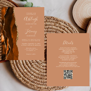 Budget Rost Terracotta QR Code Einladung Hochzeit