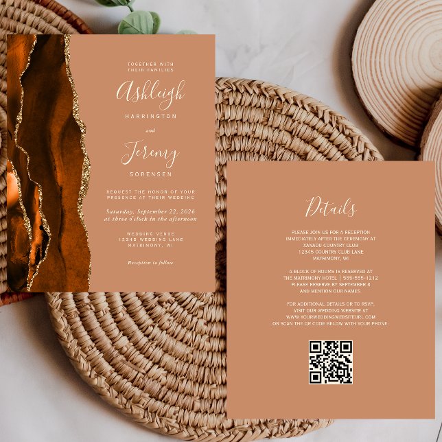 Budget Rost Terracotta QR Code Einladung Hochzeit (Von Creator hochgeladen)