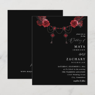 Budget Rot floral & Kristallhochzeit - Schwarz