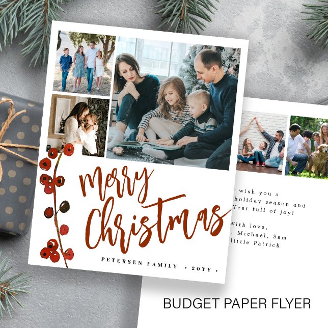 Budget Rot Frohe Weihnachts-Foto Weihnachtskarte Flyer (Von Creator hochgeladen)
