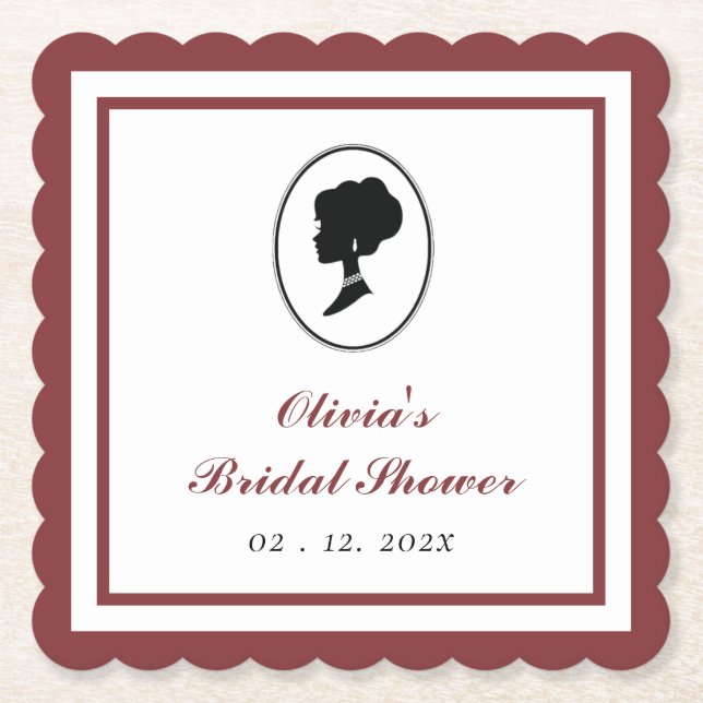 Budget Rote Rose Florals Bridgerton Brautparty Untersetzer (Vorderseite)