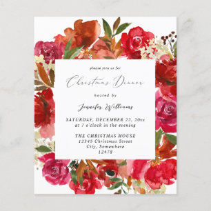 Budget Rote Rose & White Floral Weihnachten Abende Flyer