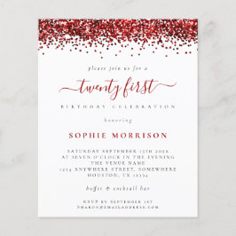 Budget Roter Glitzer 21. Party Einladung