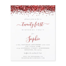 Budget Roter Glitzer 21. Party Einladung