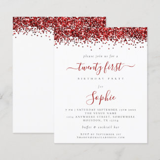 Budget Roter Glitzer 21. Party Einladung